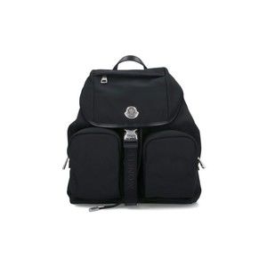 Moncler Black Leather-Trimmed Backpack With Multiple Zip Pockets - NWT